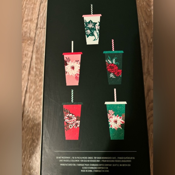 New Starbucks Holiday Glitter Reusable Cold Cups Set of 5 Cups 24 oz Christmas - Picture 5 of 9